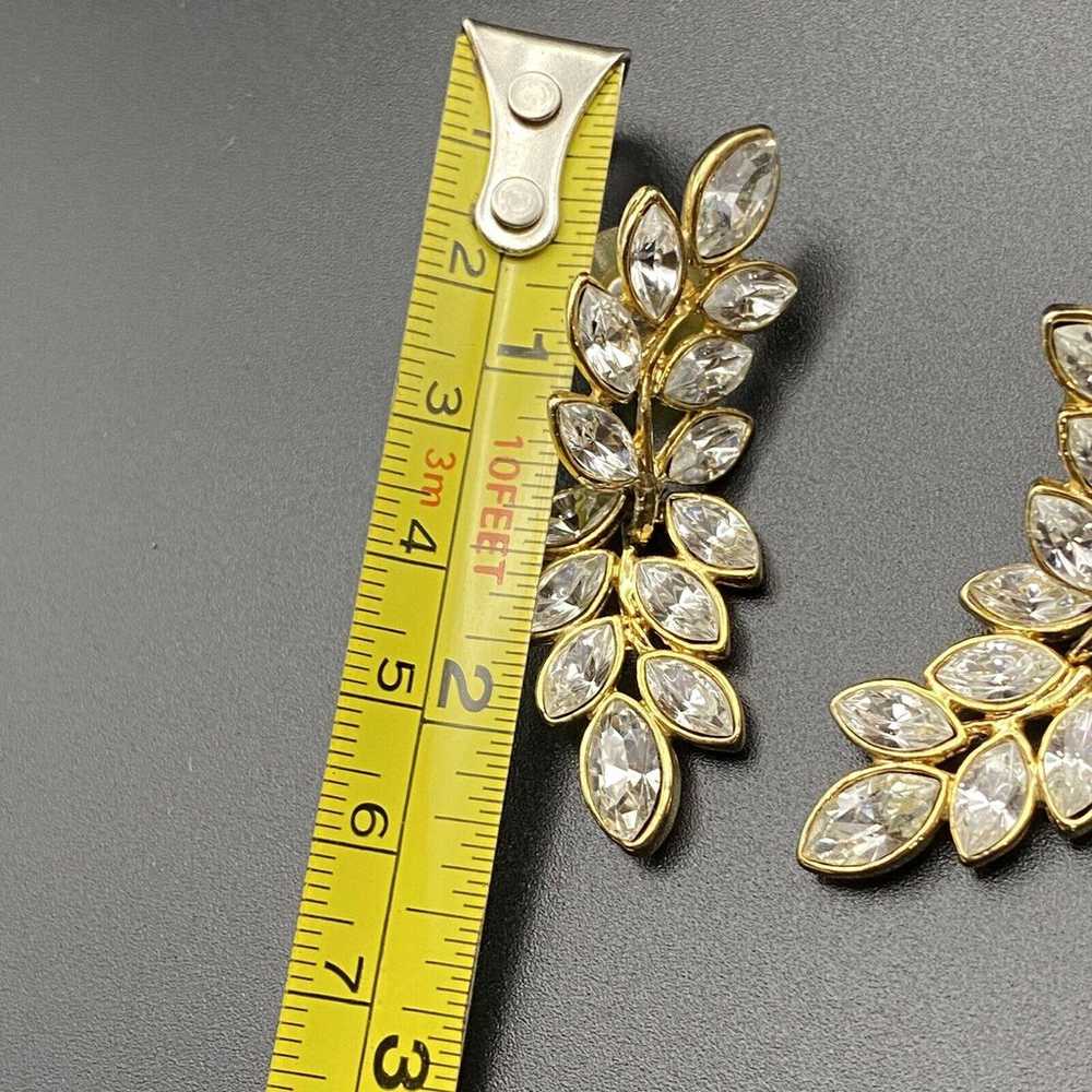 Vintage Earrings Marquise Crystal Leaf Dangle Tra… - image 3