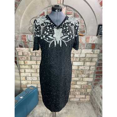 formal dress prom beaded silk 1990s NWT