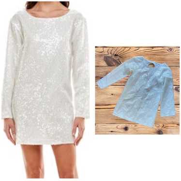 WAYF white sequin long sleeve mini dress