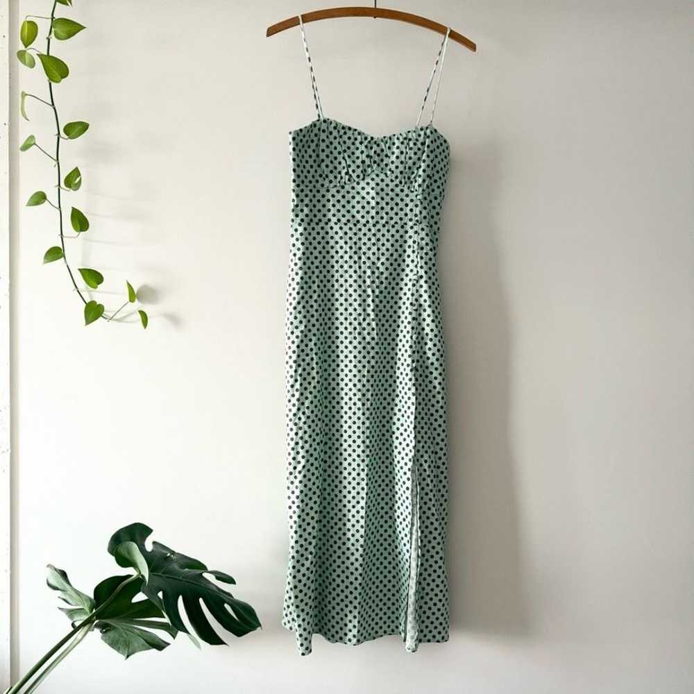 Zara Turquoises Linen Blend Polka Dot Dress S - image 4