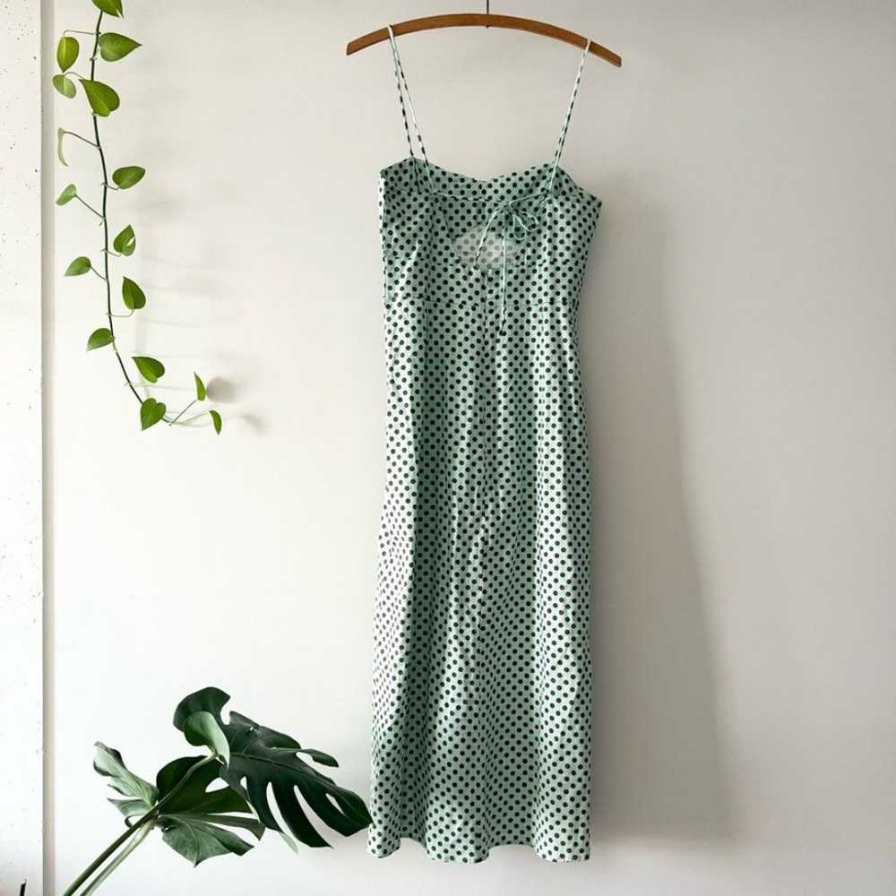 Zara Turquoises Linen Blend Polka Dot Dress S - image 6