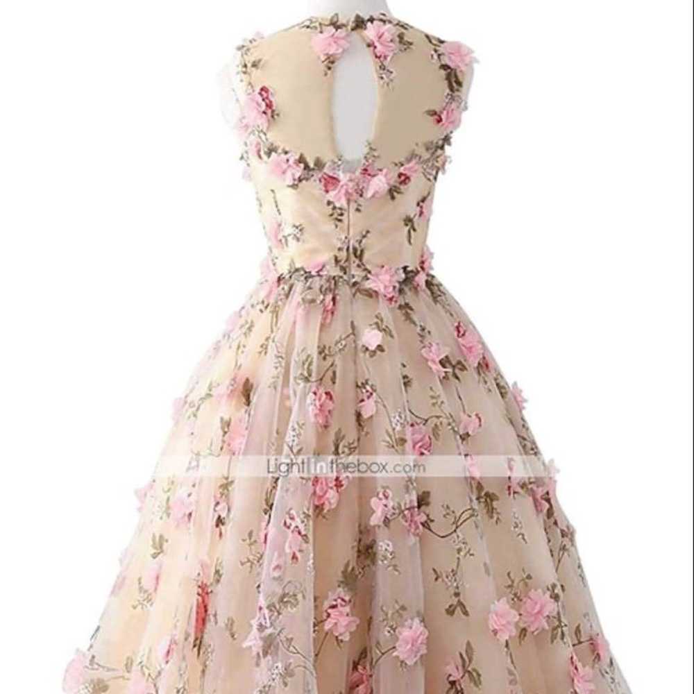 Flower Print Party Dress Pink Floral Pattern - image 2