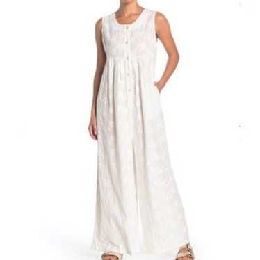 Free People White Ivory Flower Embroidered Wide L… - image 1