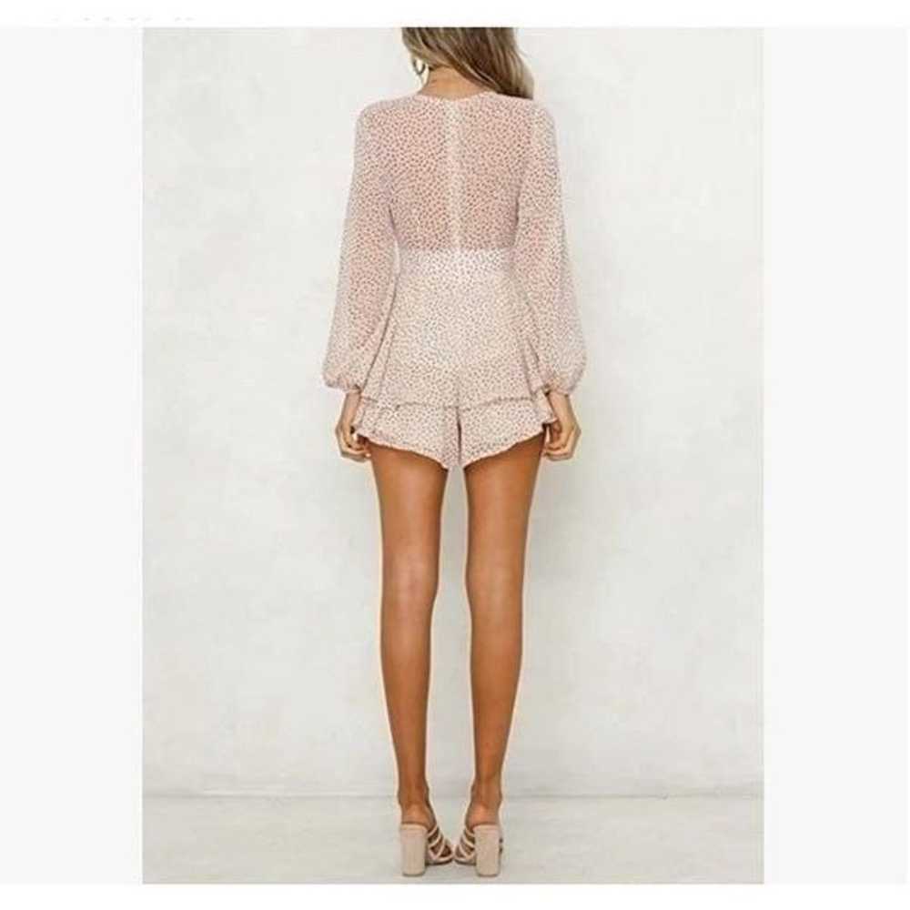 V Neck Romper Playsuit With Long Elastic Sleeves - image 3