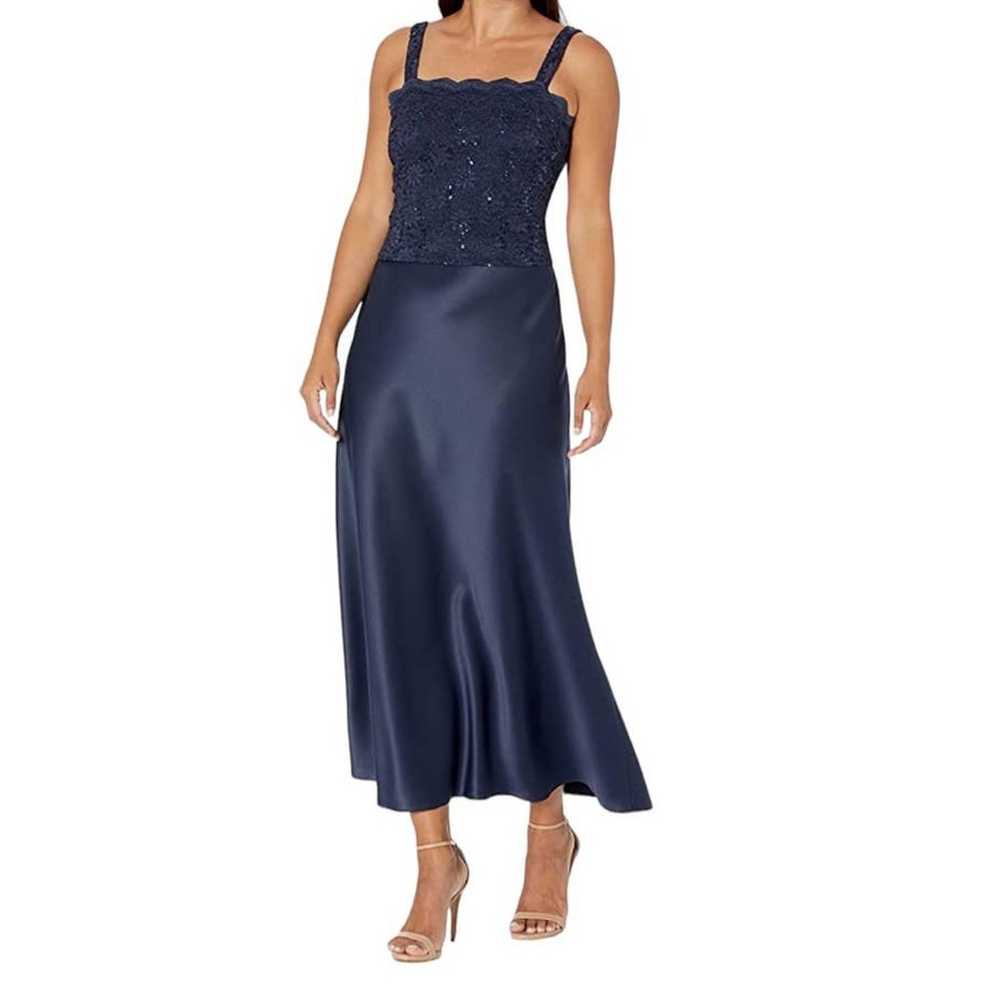 Alex Evenings dress navy blue lace sequin sleevel… - image 7