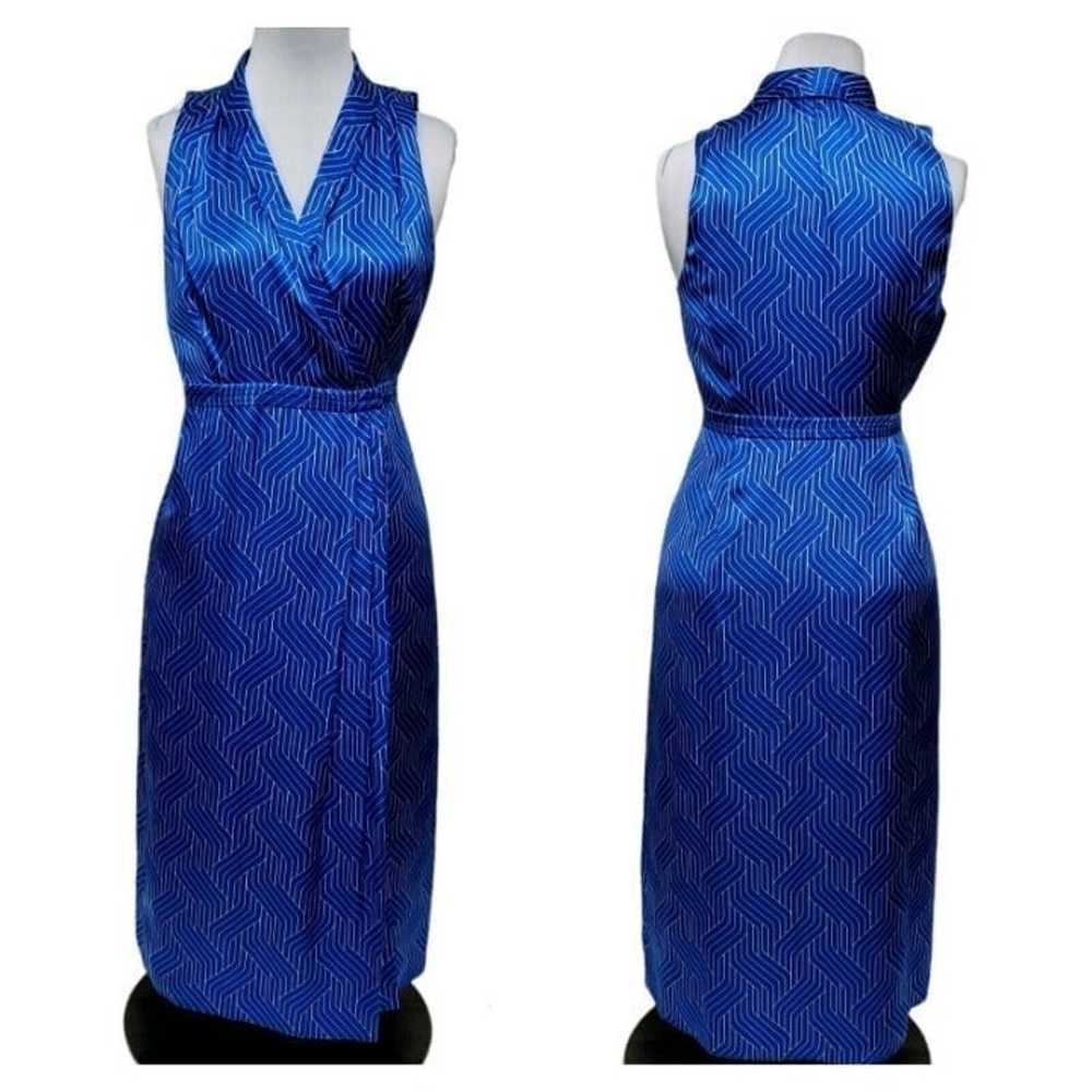 Equipment Size 10 Katherine Blue Silk Geo Pattern… - image 1