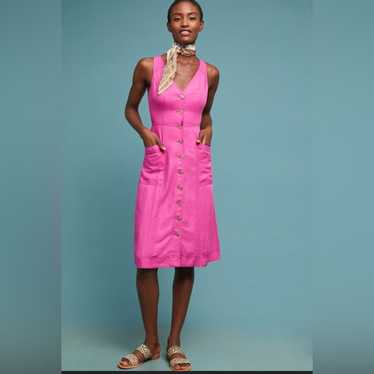 St.Remo 100% Linen MIDI Dress Pink Size 8 - image 1