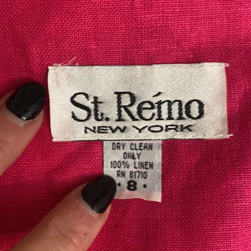 St.Remo 100% Linen MIDI Dress Pink Size 8 - image 4