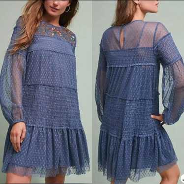 Anthropologie Maeve Size Large L Dusty Blue Embro… - image 1