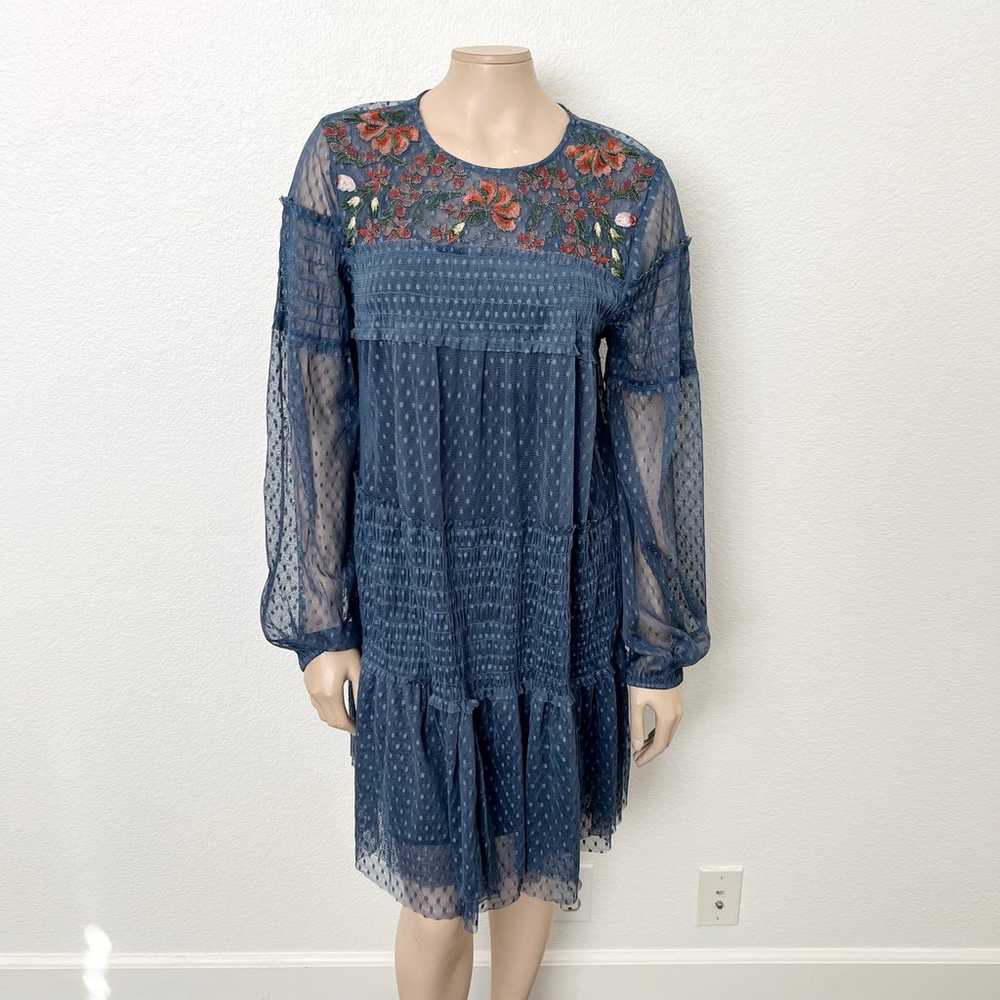 Anthropologie Maeve Size Large L Dusty Blue Embro… - image 2