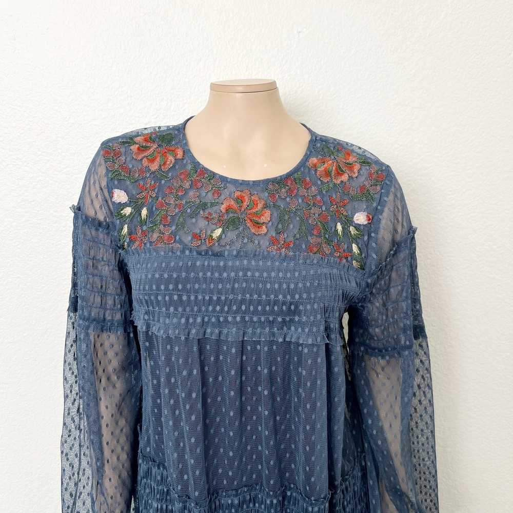 Anthropologie Maeve Size Large L Dusty Blue Embro… - image 3