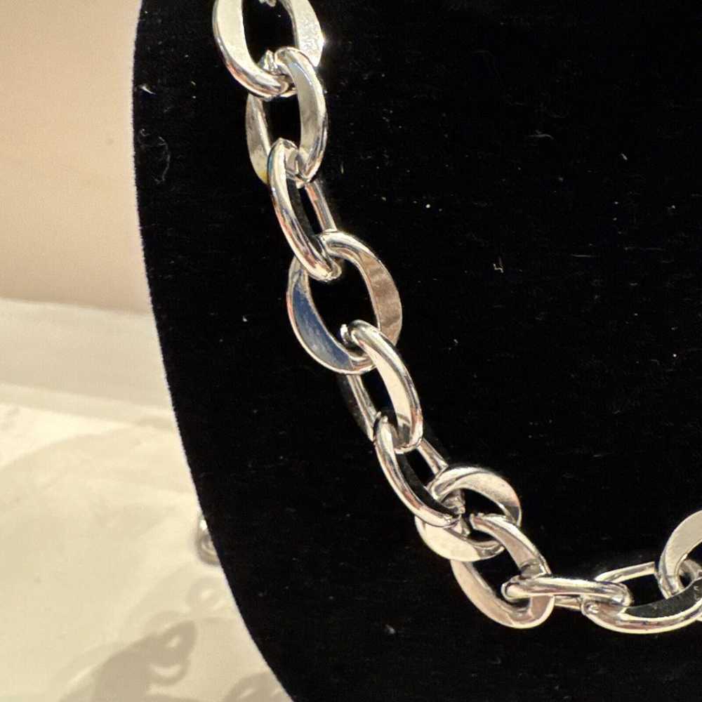 Vintage Bold Coin Chain Link Necklace Silver Tone… - image 3