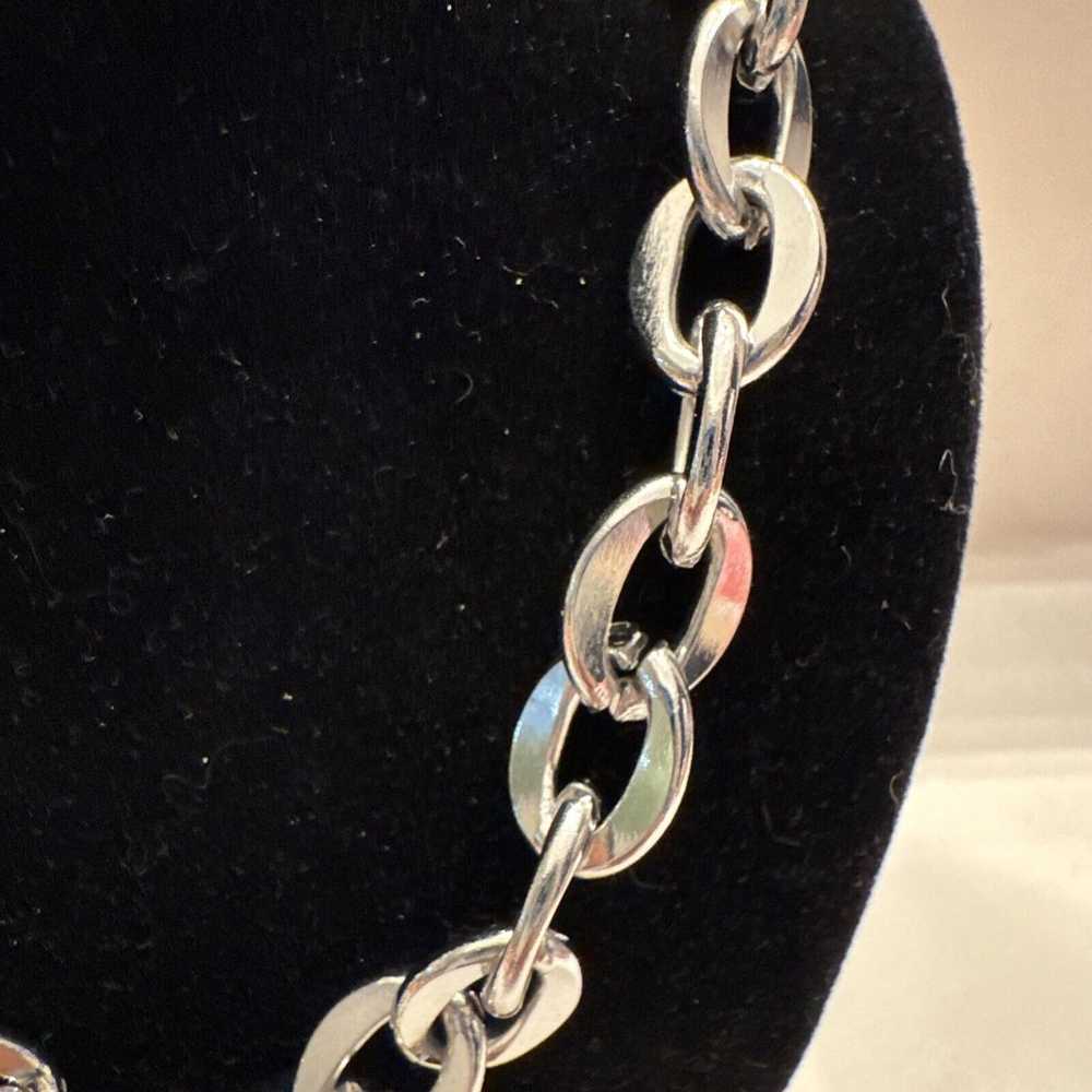 Vintage Bold Coin Chain Link Necklace Silver Tone… - image 4