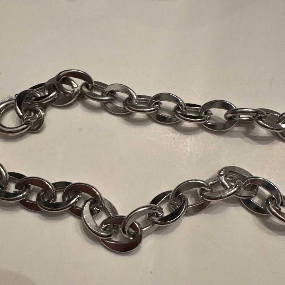 Vintage Bold Coin Chain Link Necklace Silver Tone… - image 6