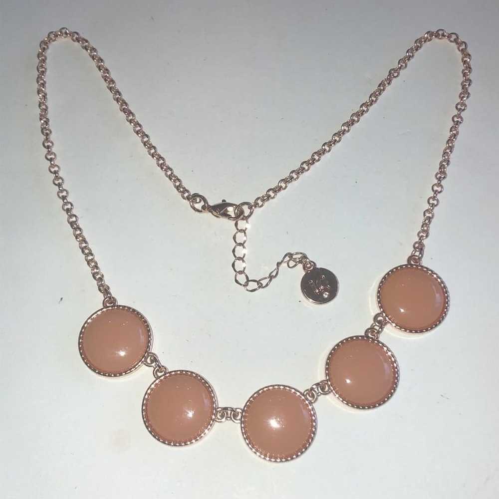 Liz Claiborne Rose Gold Tone & Peach Boho Stateme… - image 2