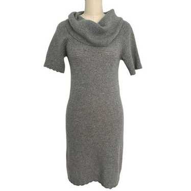 Kokun Gray Cowl Neck Knit Cashmere Mini Sweater D… - image 1