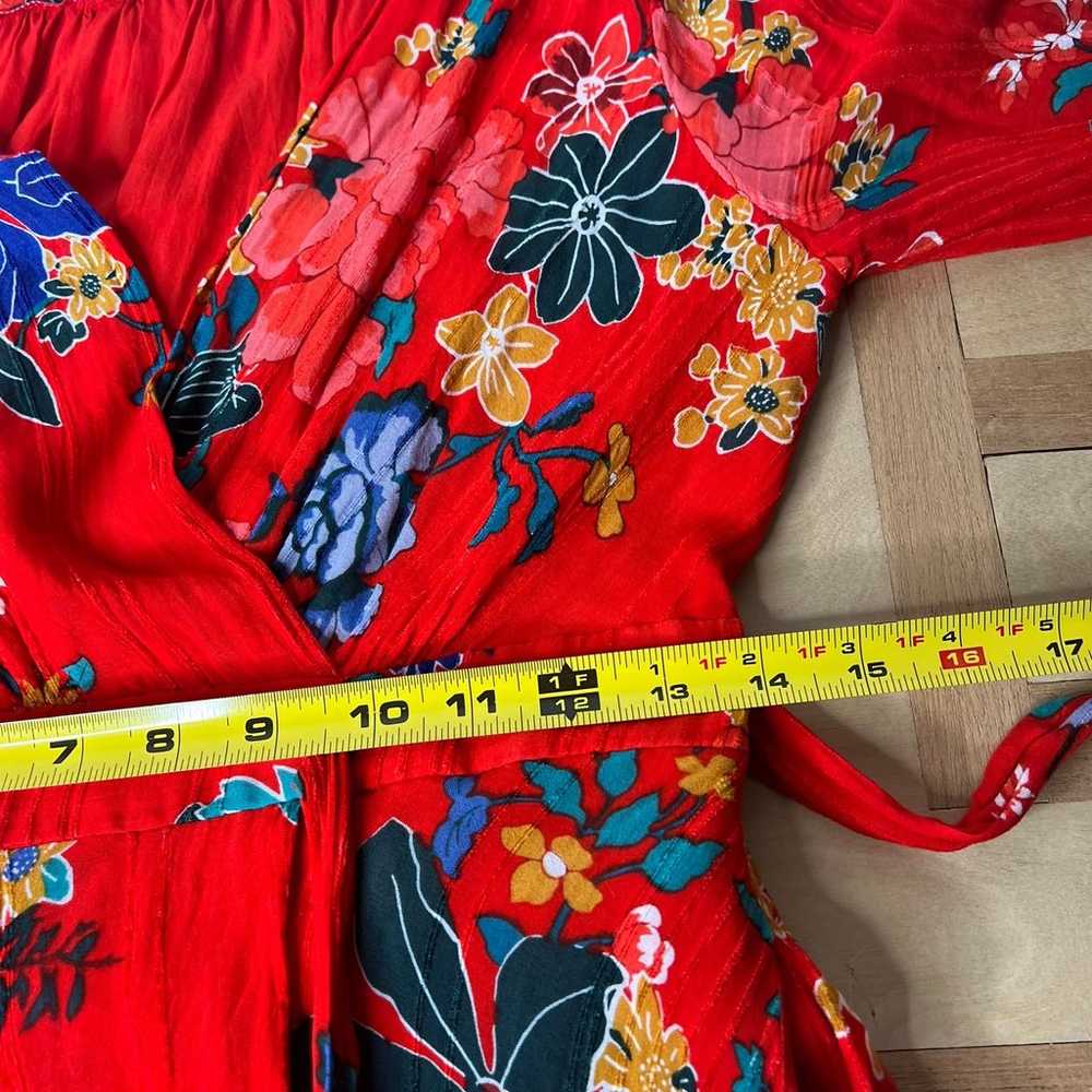 Anthropologie Red Floral Boswell Dress Size 6 Lon… - image 12