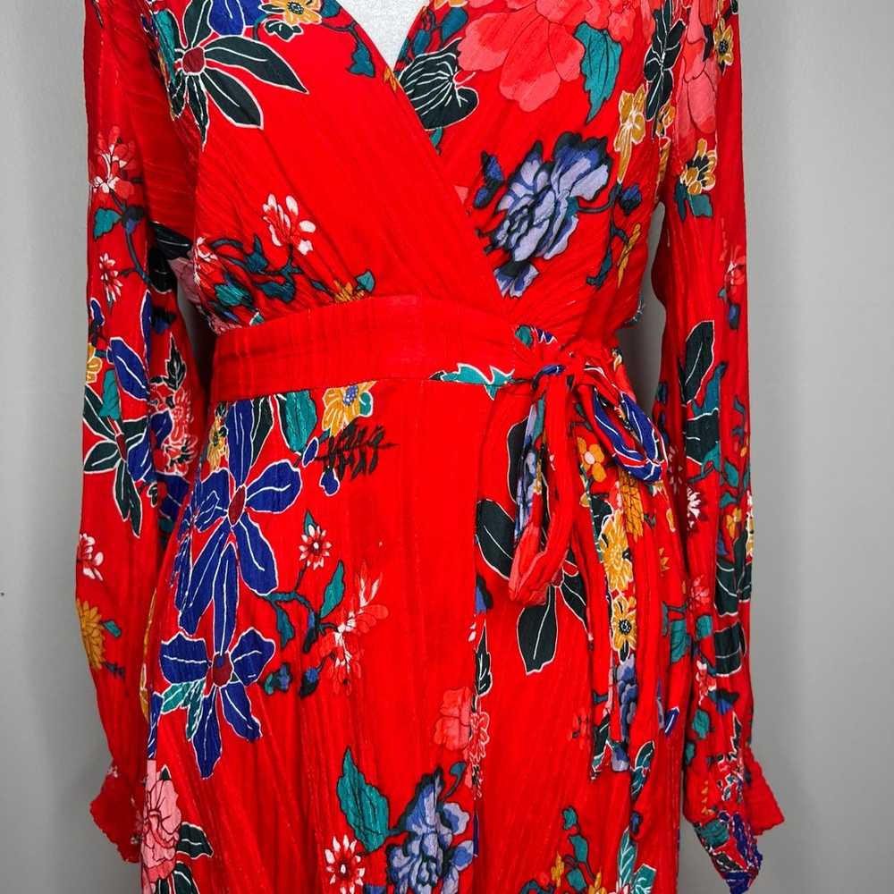 Anthropologie Red Floral Boswell Dress Size 6 Lon… - image 4