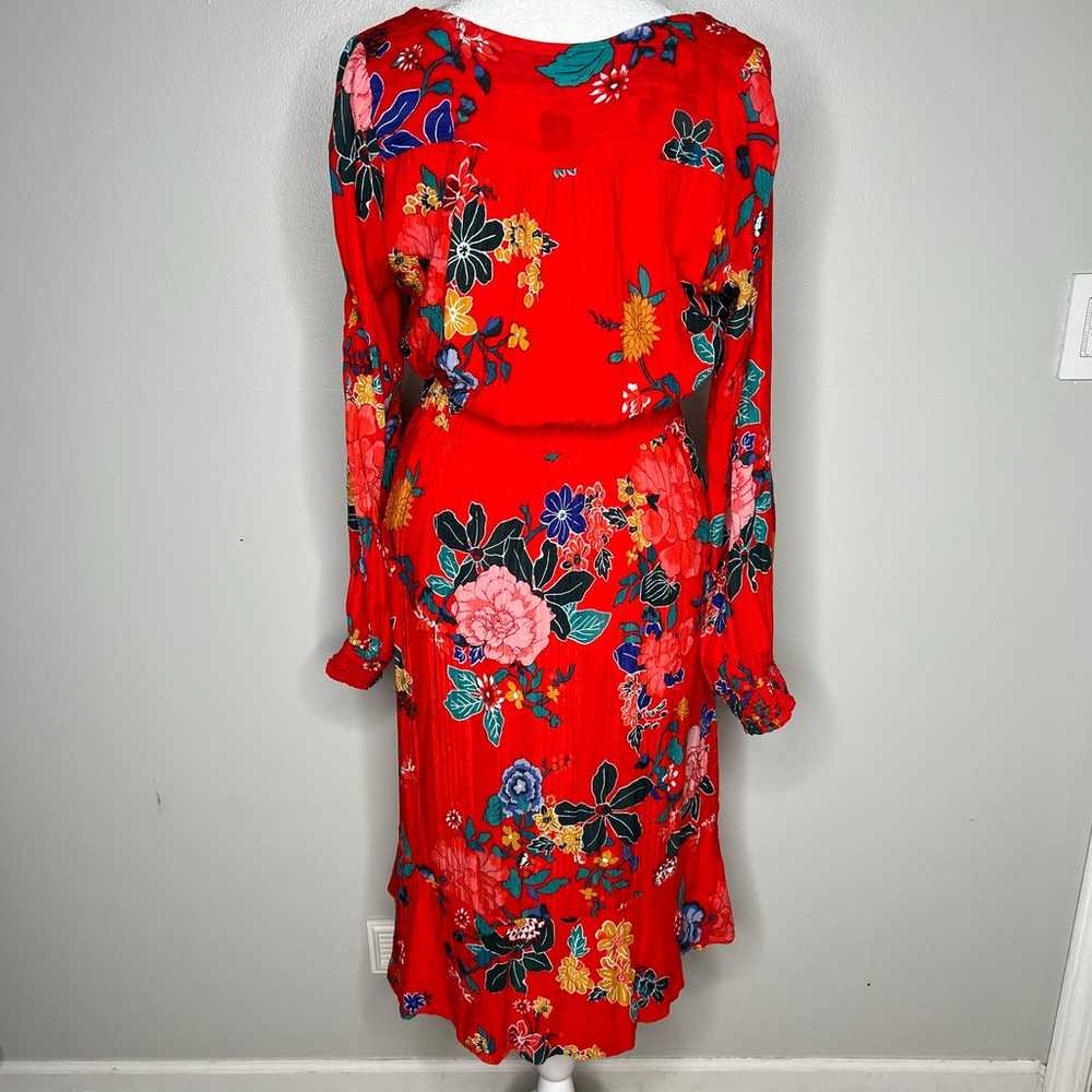 Anthropologie Red Floral Boswell Dress Size 6 Lon… - image 9