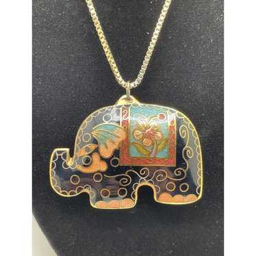 Vintage Cloisonné Enamel Lucky Elephant Pendant on