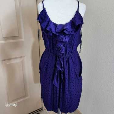 Rebecca Taylor purple hearts spaghetti straps silk