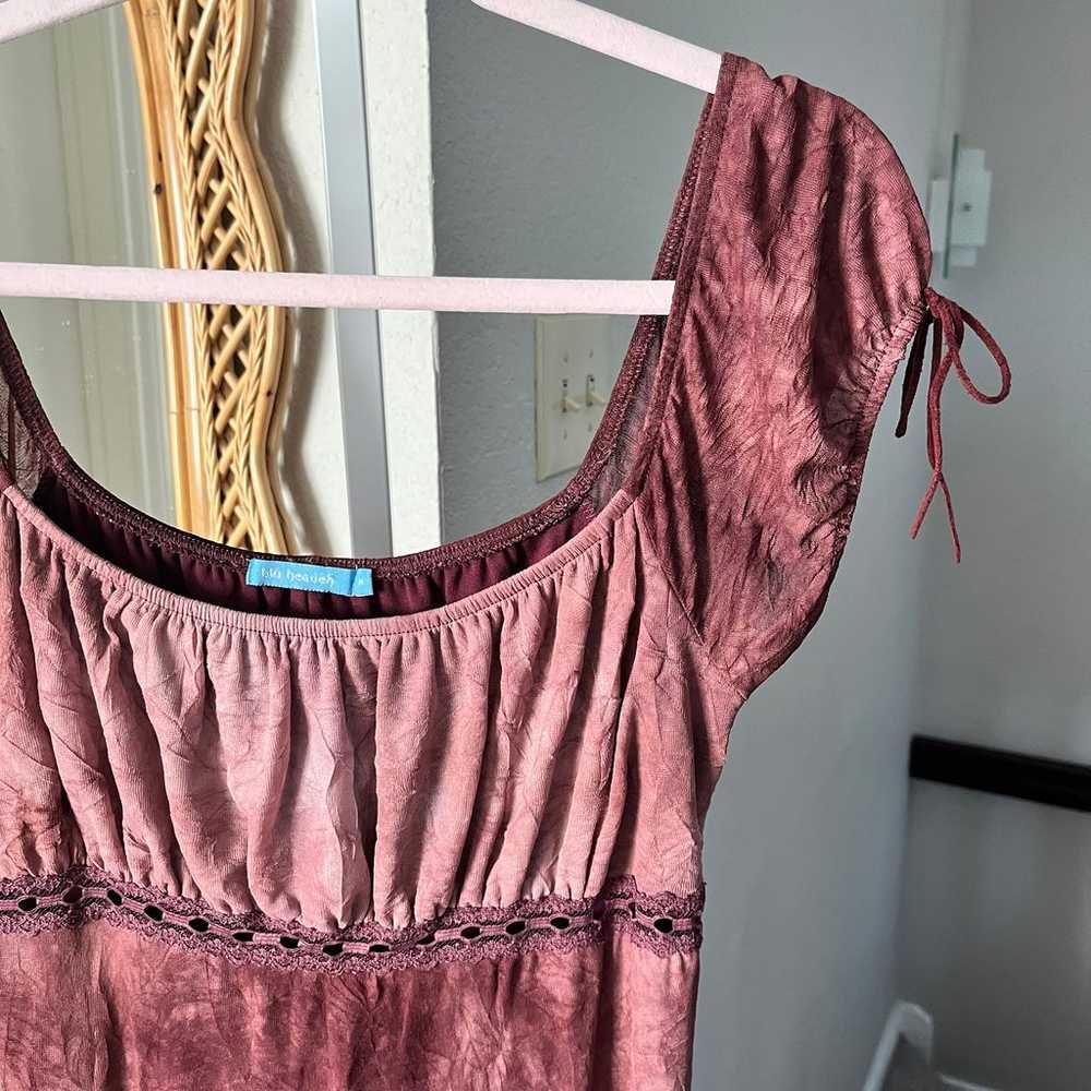 Blu Heaven Maroon Cream Tie Dye Y2K Vintage Dress… - image 3