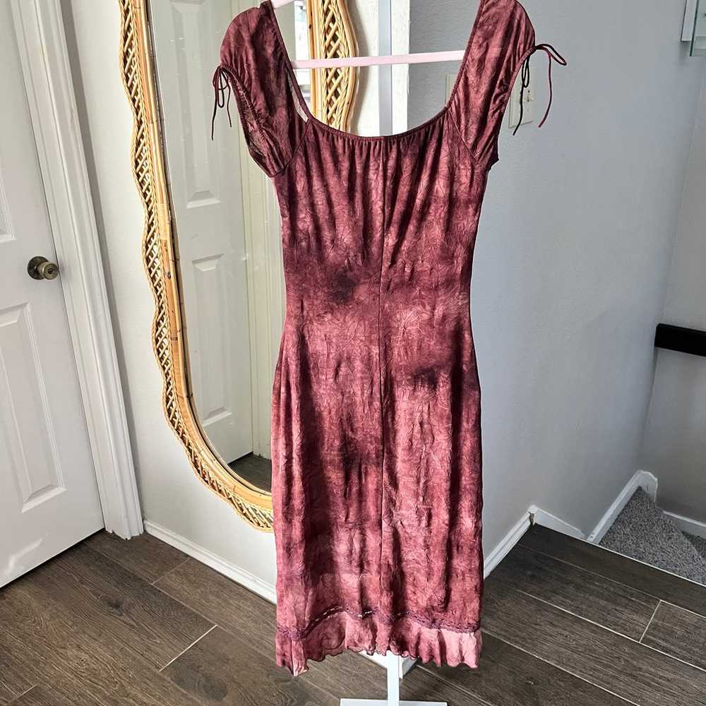 Blu Heaven Maroon Cream Tie Dye Y2K Vintage Dress… - image 4