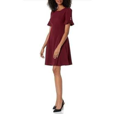 NEW DKNY Flounce Sleeve Fit & Flare Dress 14