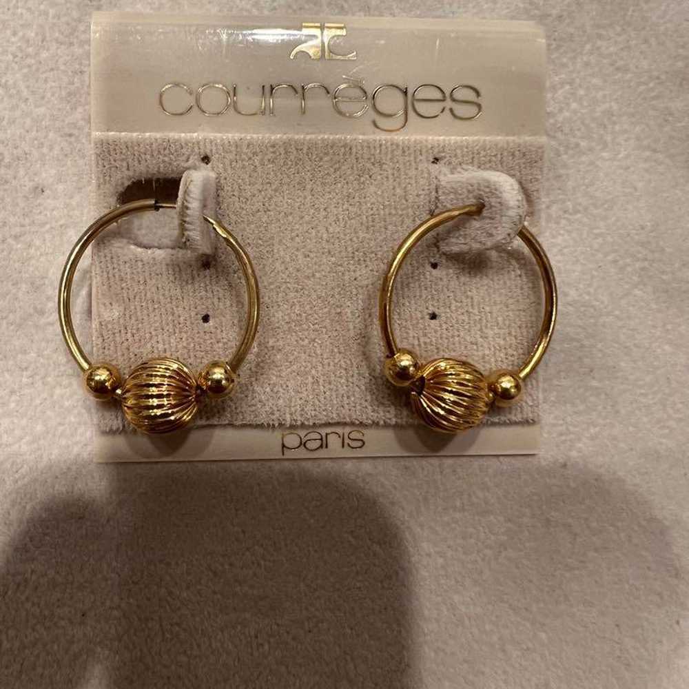 【Vintage】courreges GOLD earrings 22kt Made in Can… - image 1