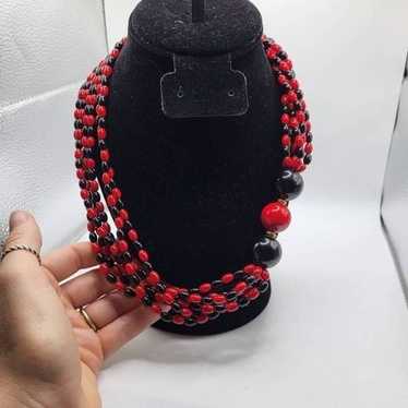 Vintage 80s Avant Garde Black and Red Necklace