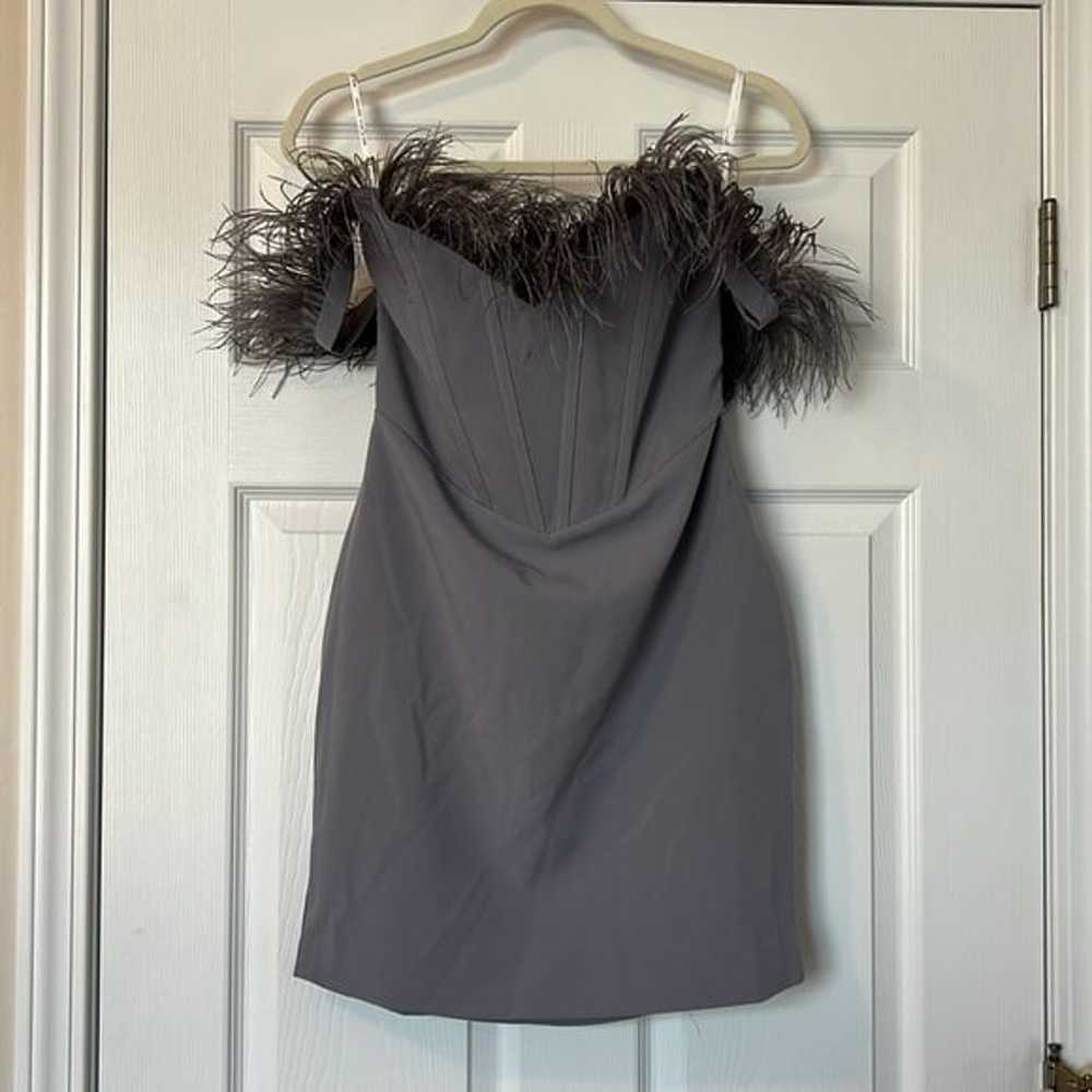 Miss circle Grey Lena Off the Should Feather Cors… - image 3