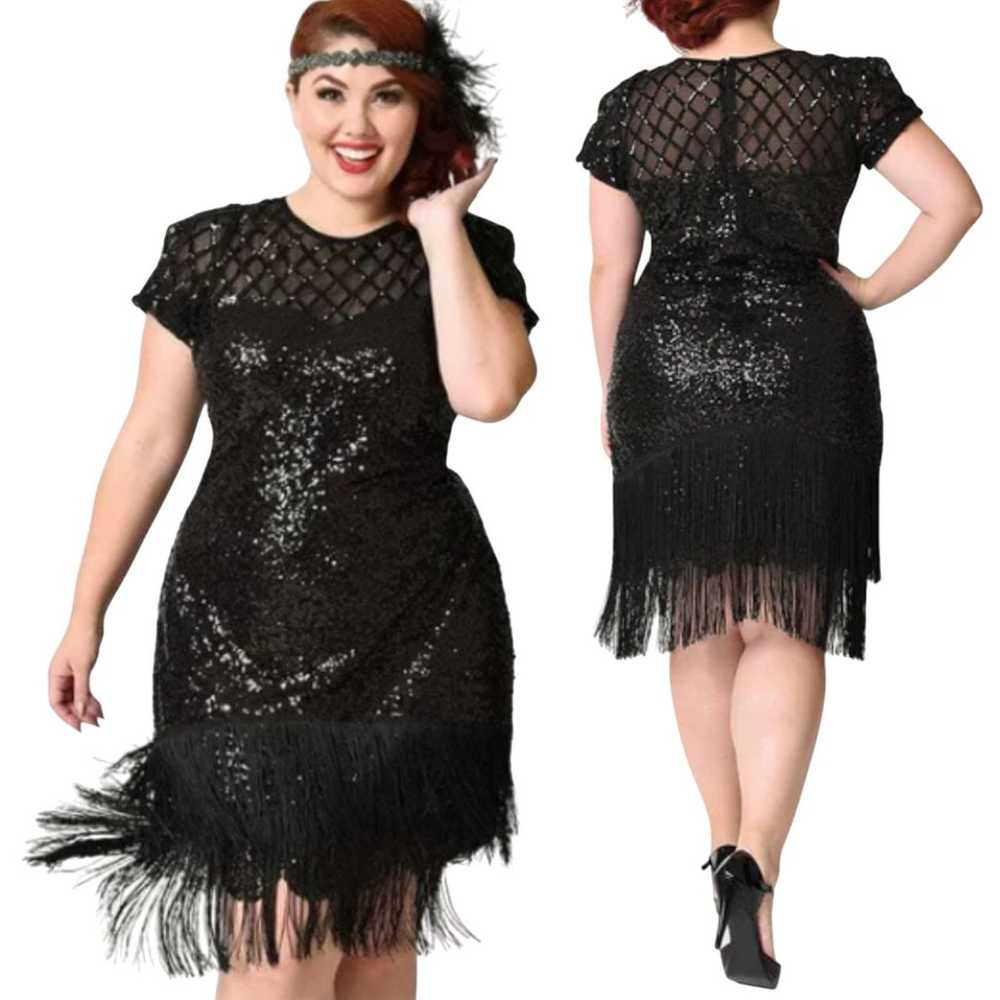 Unique Vintage Del Mar Flapper Mini Dress Sequin … - image 1