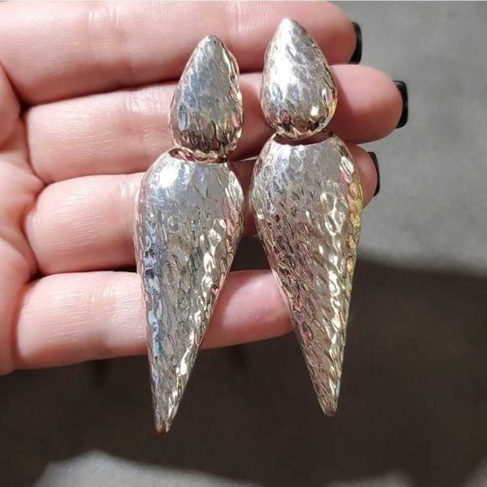 Chico's  vintage hammered silver statement earrin… - image 2