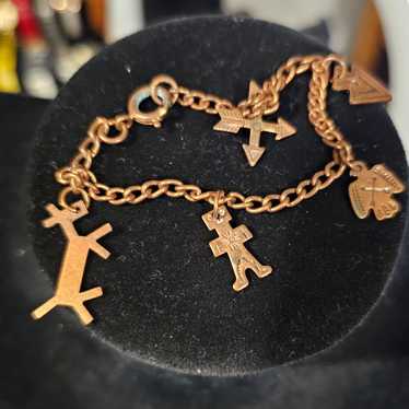 Vintage native American copper charm bracelet - image 1