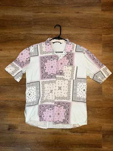 Zara Zara Men’s Short Sleeve Button Down Pink/Whit