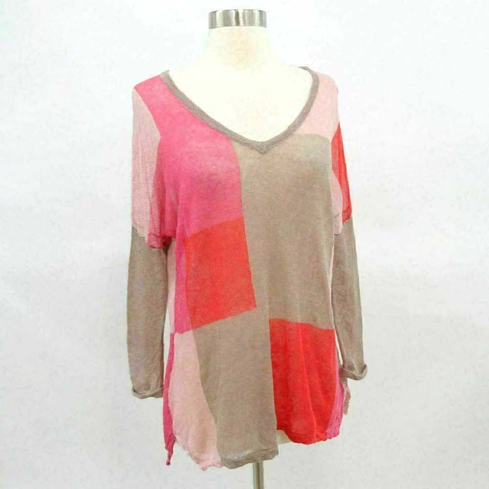 Gerard Darel Linen Blend Color Block Taupe Pink R… - image 3