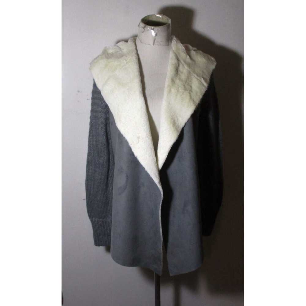 Blend Gray Wool Blend Hooded Cardigan Wrap Sweate… - image 1