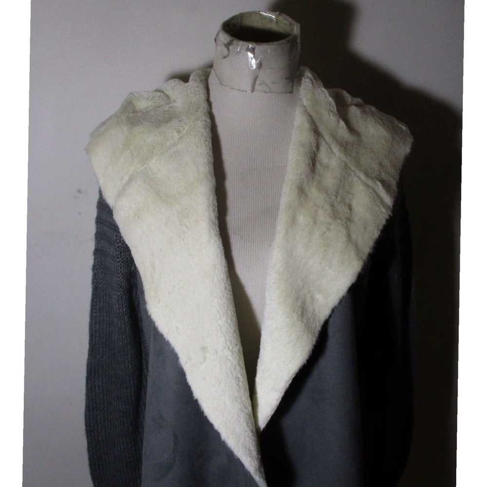 Blend Gray Wool Blend Hooded Cardigan Wrap Sweate… - image 2