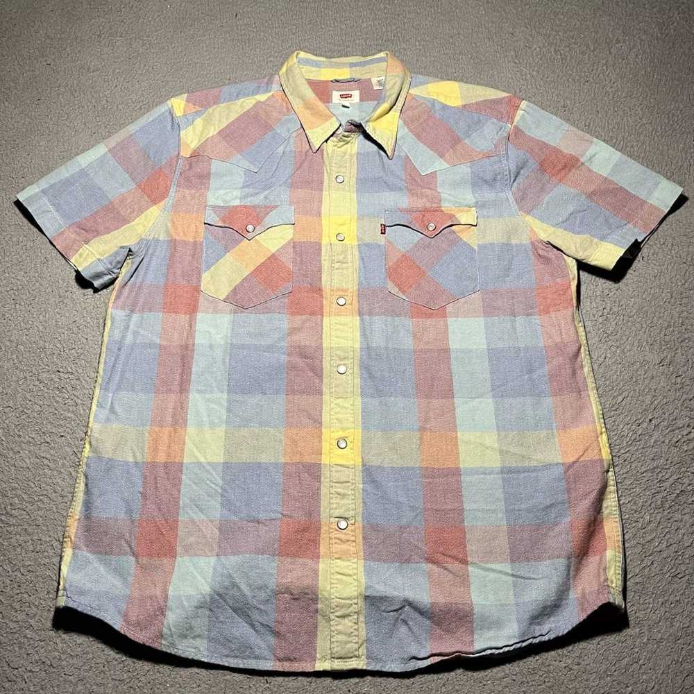 Levi's Pearl Snapped Plaid Patterned Colorful Wes… - image 1