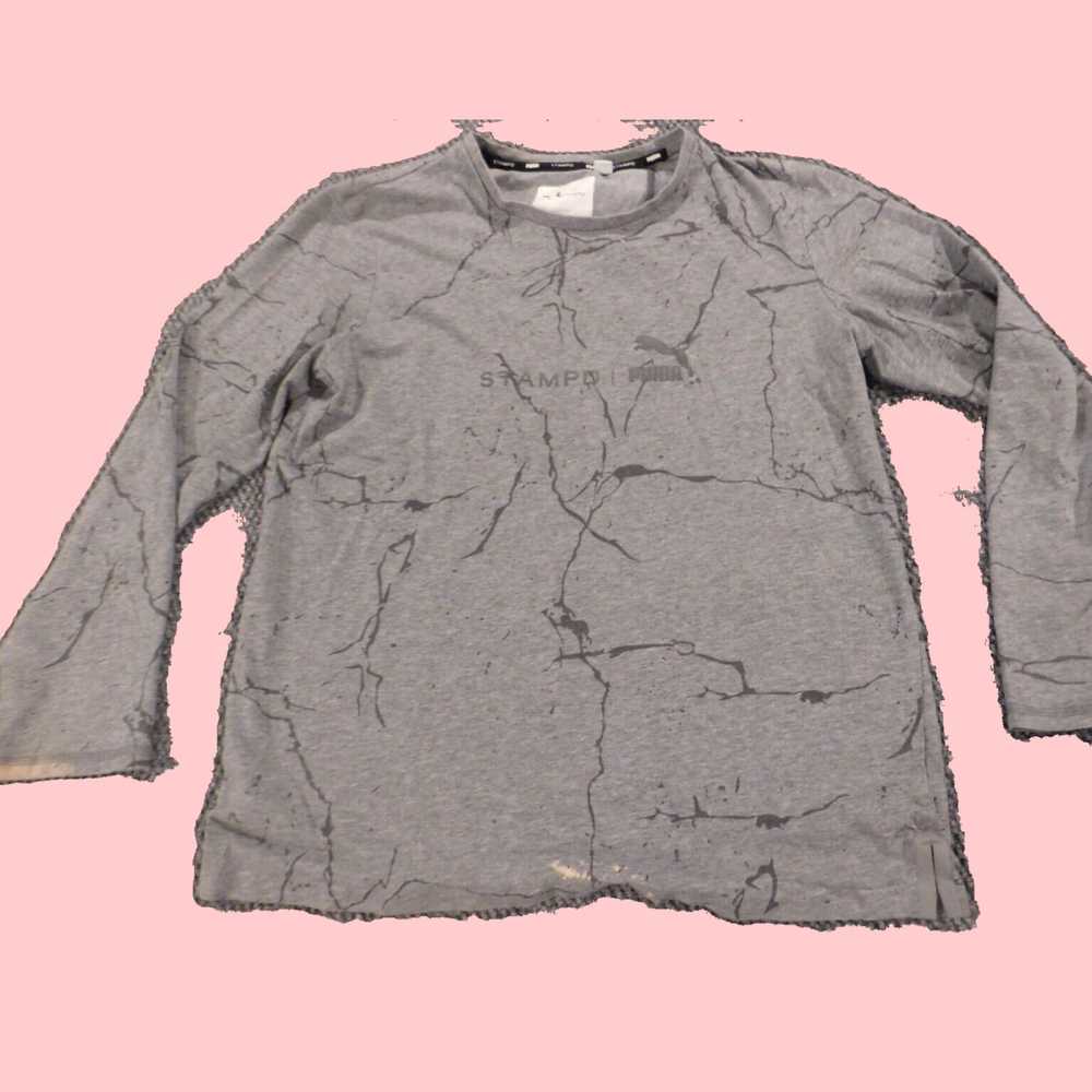 Puma Small Gray Graphic Stampd Puma Mens Shirt wi… - image 1