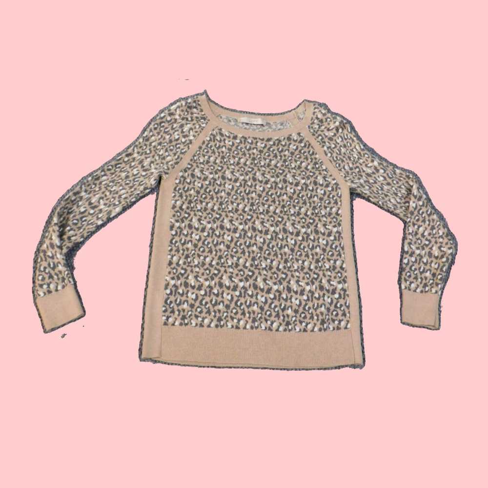 Loft Women's Geometric Knit Crewneck Medium Beige… - image 1