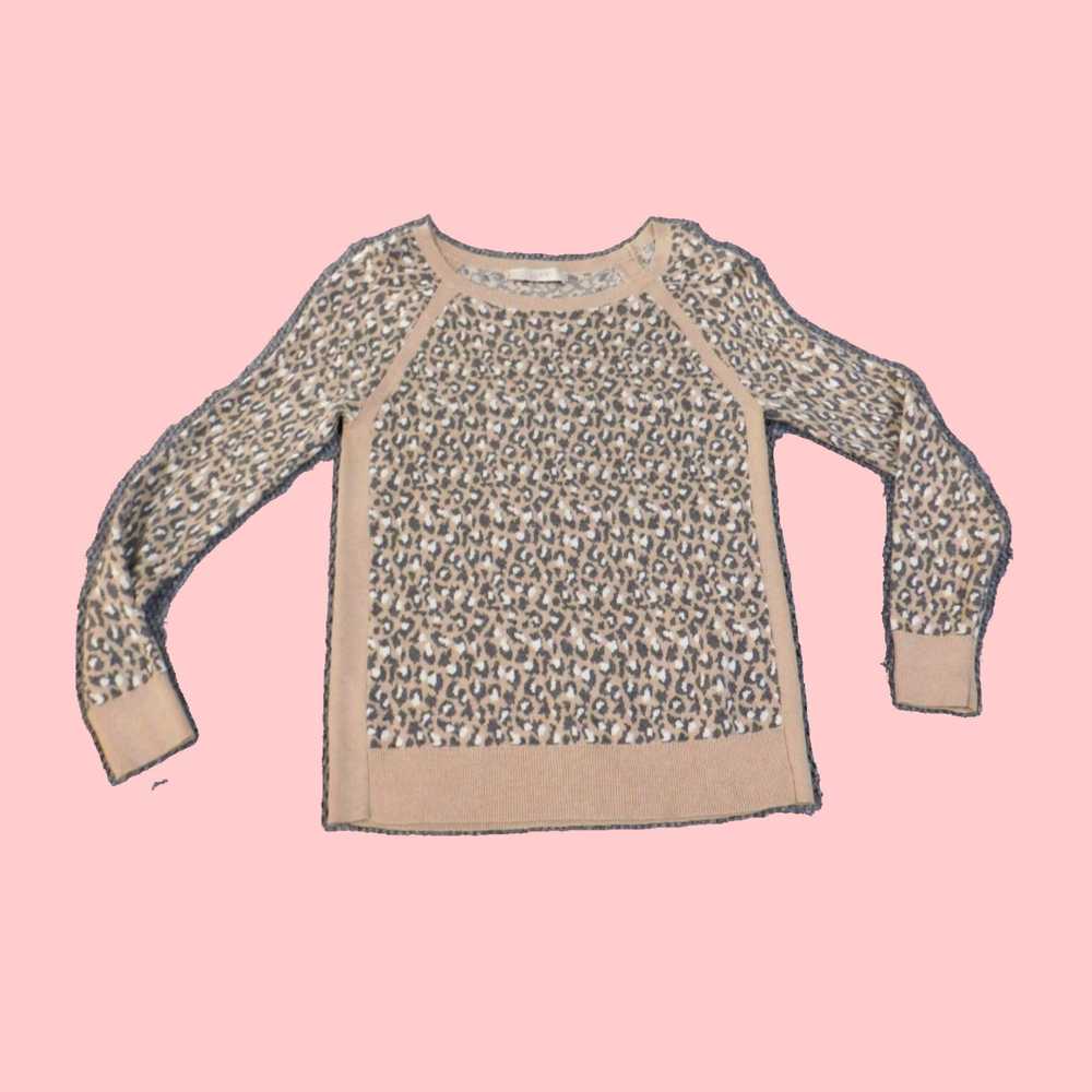 Loft Women's Geometric Knit Crewneck Medium Beige… - image 4