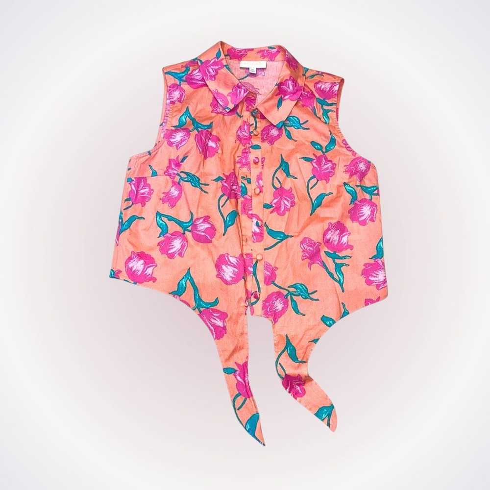Other ModCloth Collared Floral Tie Front Tank Top | Sz M