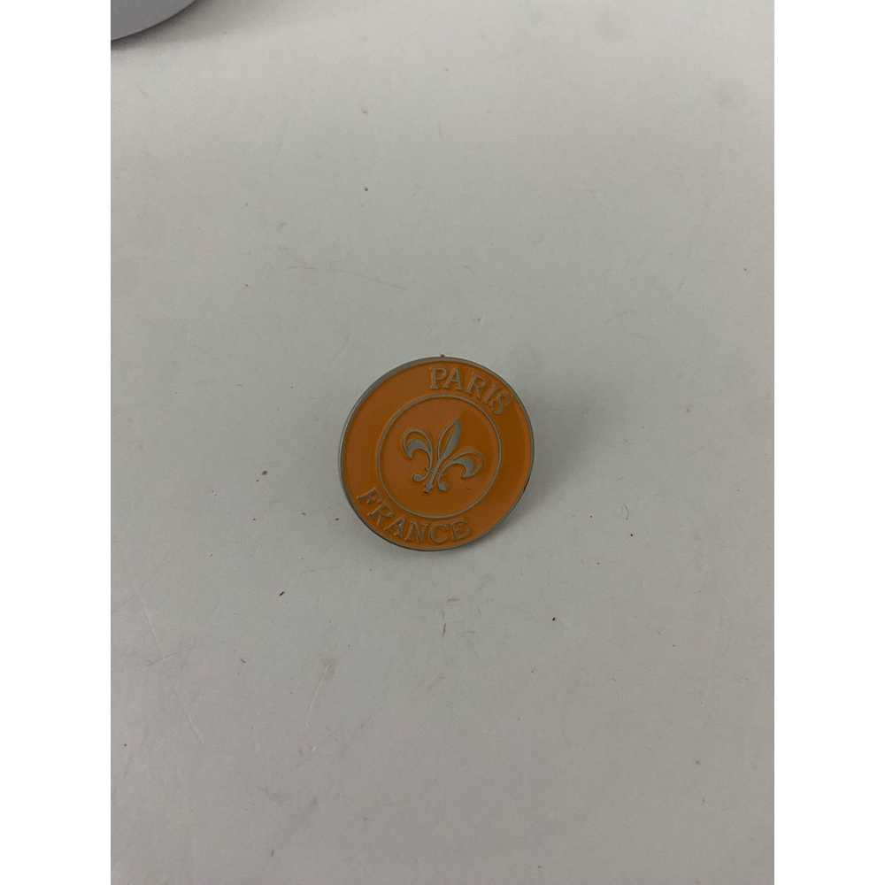 Generic Orange Paris France pin with fleur de lis - image 1