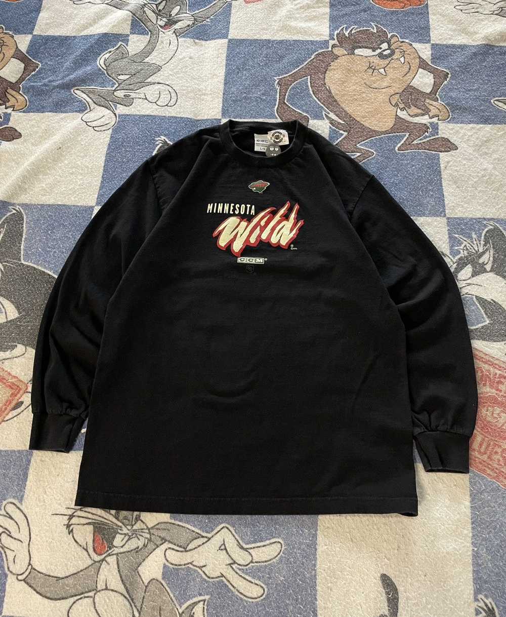 Ccm × NHL × Vintage Vintage Minnesota Wild long s… - image 1