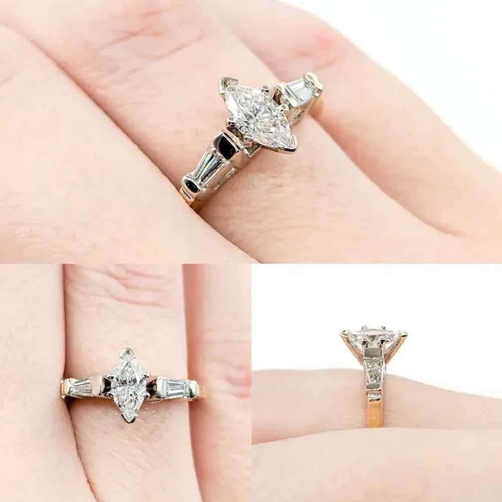 Vintage Marquise Diamond Engagement Ring in Two T… - image 2