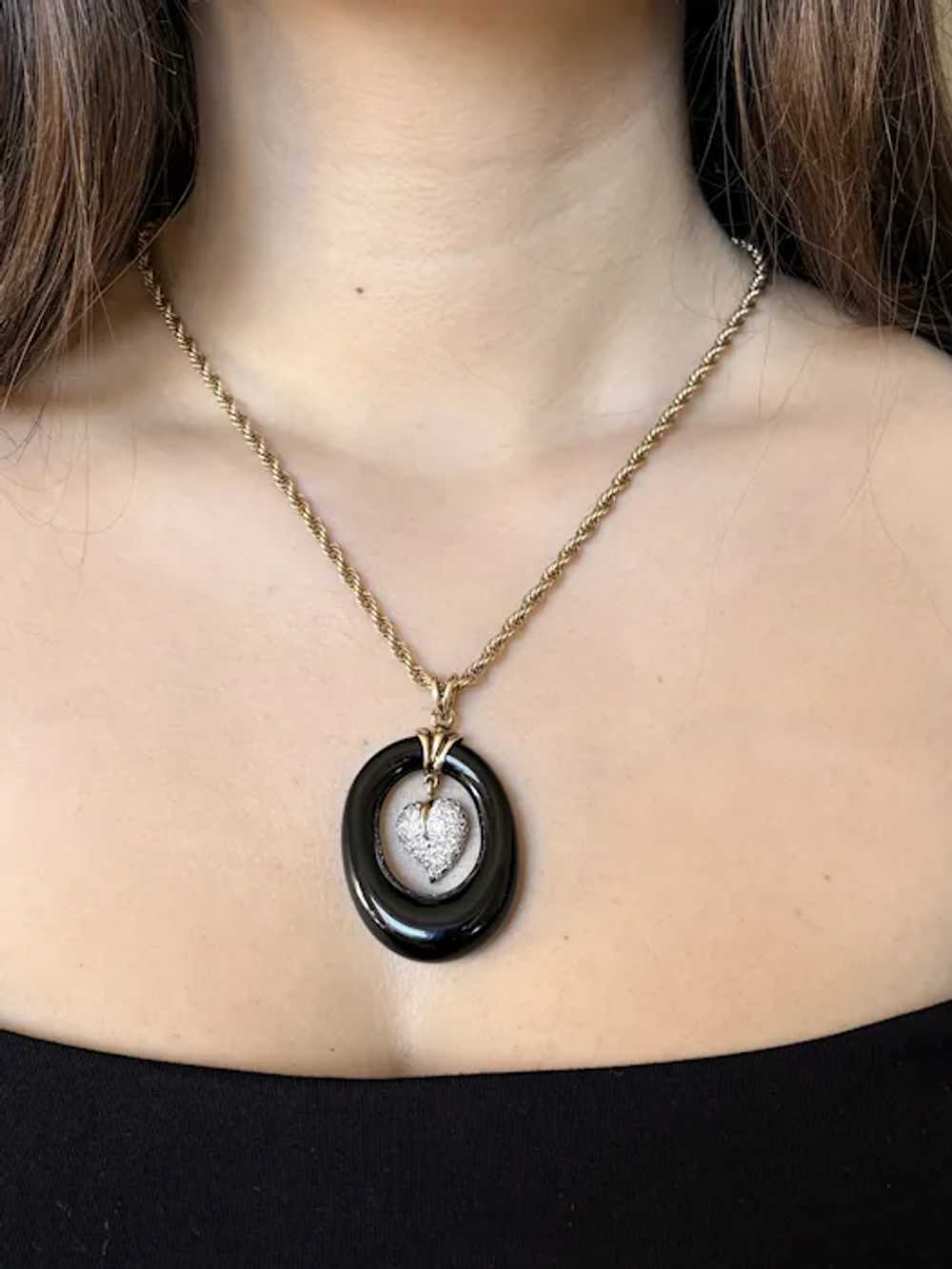 Vintage Estate by La Triomphe 14K Gold, Onyx & 1.… - image 2