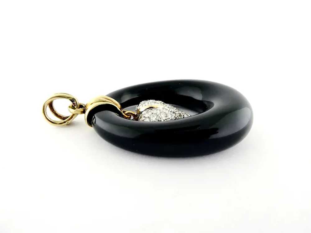 Vintage Estate by La Triomphe 14K Gold, Onyx & 1.… - image 4