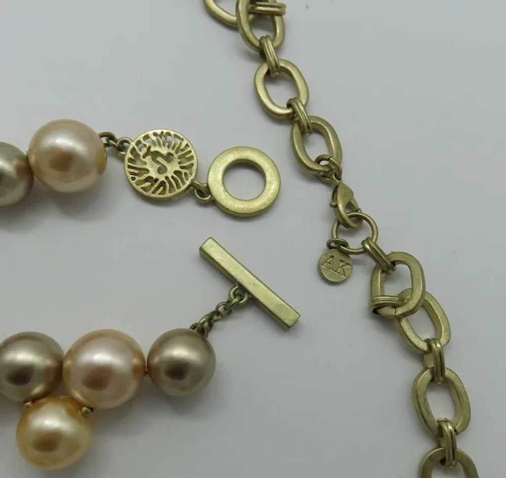 Anne Klein Faux Pearl Necklace & Bracelet Set Gol… - image 5