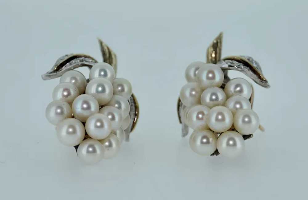 14K Articulated Grape Pearl & Diamond Earrings - image 10